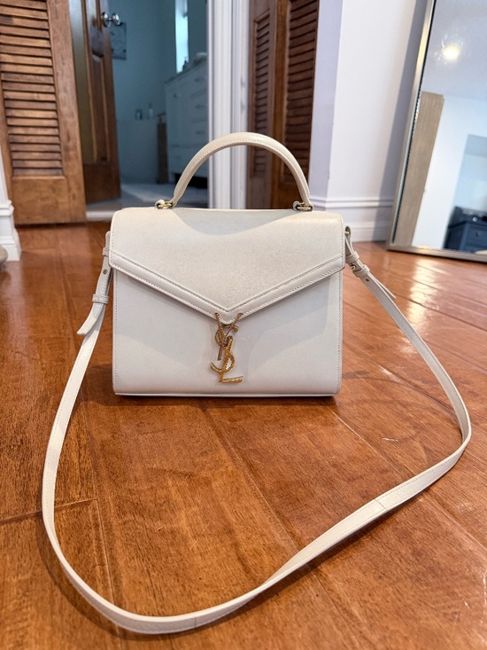Saint Laurent Handbags - Smooth Calfskin Med Classic Monogram Cassandra Top Handle Crema Soft Rouge